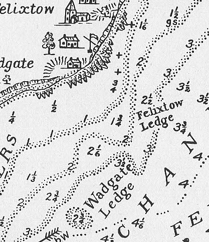 1804 Spence Chart from History of Harwich Harbour by H C Jones extract Felixstowe Ledge