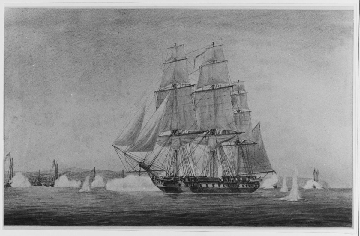 Attack on HMS JUNON by American Gunboats, 20 June 1813 - Warren