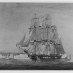 Title: Attack on HMS JUNON by American Gunboats, 20 June 1813 - Original Creator: Artist, Warren On 20 June 1813, the British frigate HMS JUNON, Captain Sanders, being becalmed, was attacked by 15 American gunboats armed with 24 and 32-pounder guns under Captain Trabell. On arriving within long range, he anchored his fleet in the form of a crescent, the JUNON made a very hasty and ill-directed fire and, with the first breath of wind, strove to sail clear but Captain Sheriff of the British frigate HMS BAROSSA, as soon as he had steerage way, stood for the gunboats and by a well-directed fire, soon disabled one and struck another, when Captain Tarbell thought best to retire.