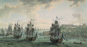 Russian fleet in the Bosphorus circa 1850 by Mikhail Ivanov, Public domain, via Wikimedia Commons
https://commons.wikimedia.org/wiki/File:Russian_fleet_in_the_Bosphorus_Strait.jpg