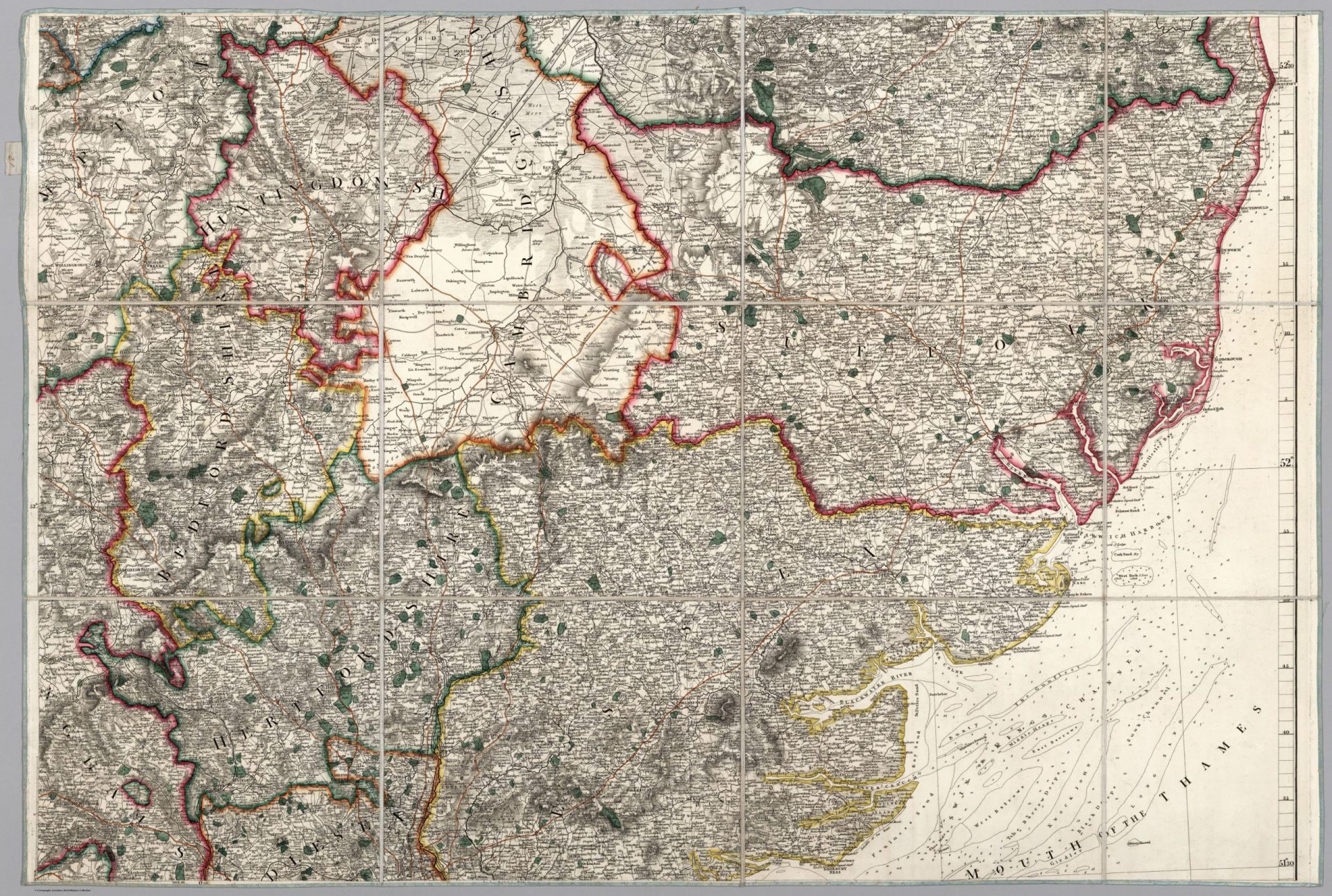 1815 Arrowsmith Atlas of area from David Rumsey Collection - Essex and Suffolk