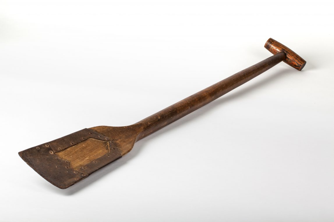 Wooden Flytool or spade used for digging mud for cement factoey