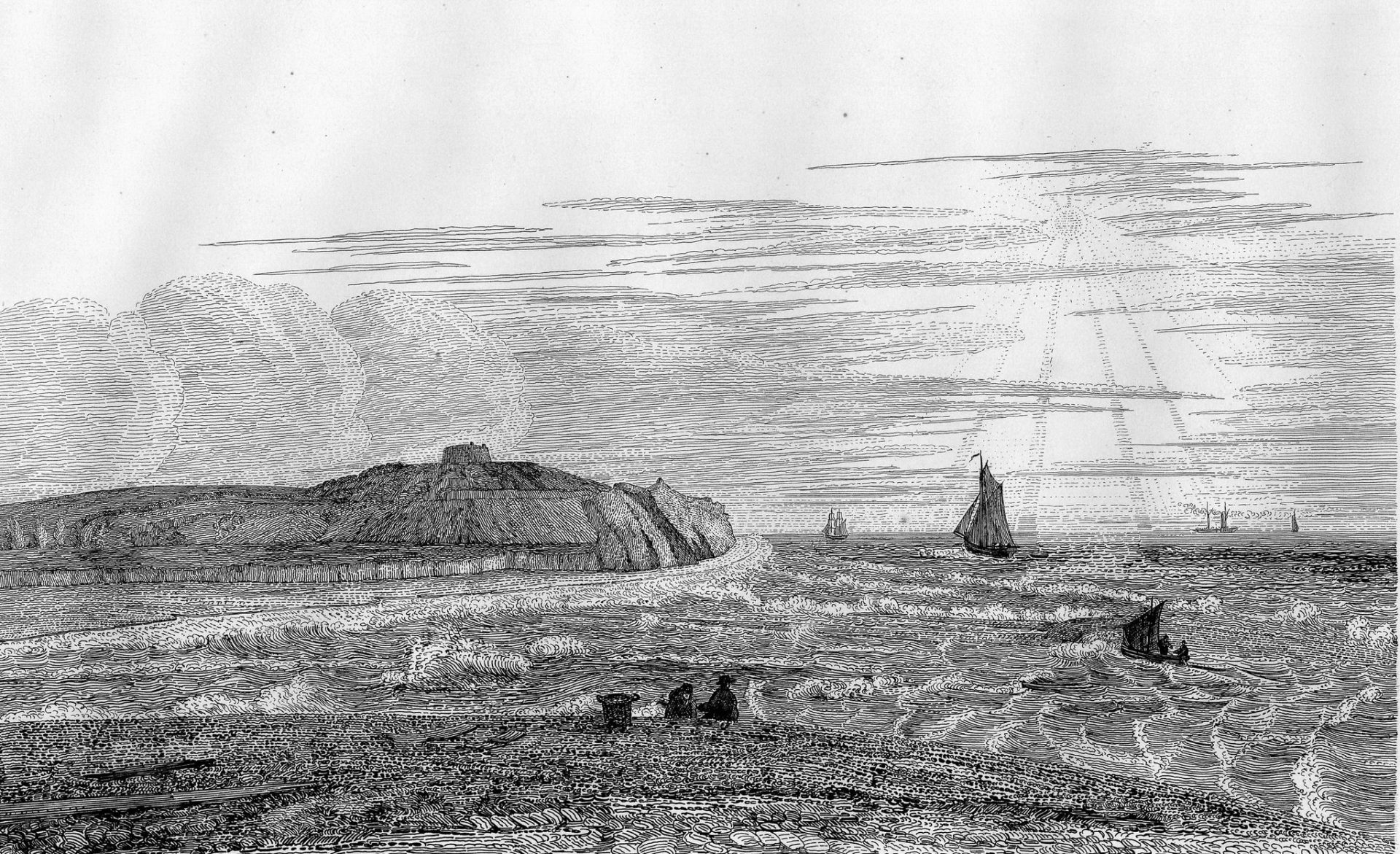 Entrance to the Woolbridge River & Bawdsey Martello Tower, 1842 - by Henry Davy