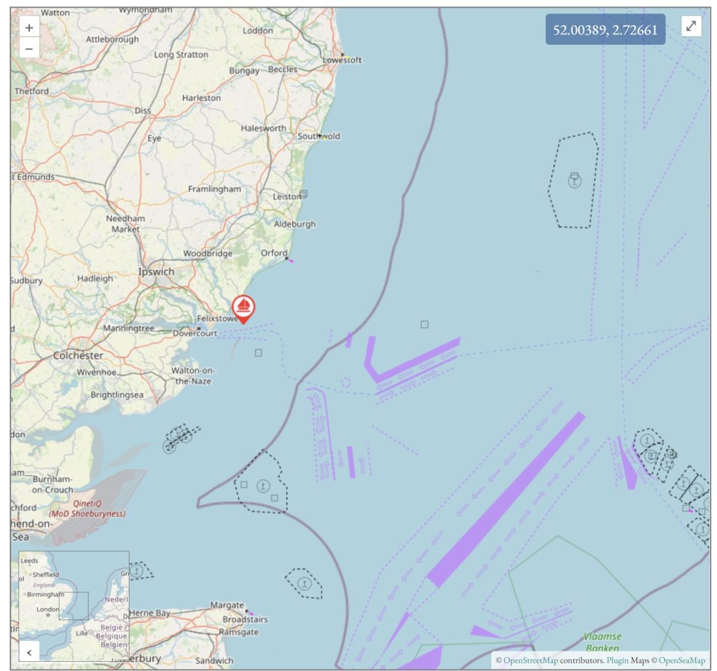 Open Sea Map view of Thames Estuary